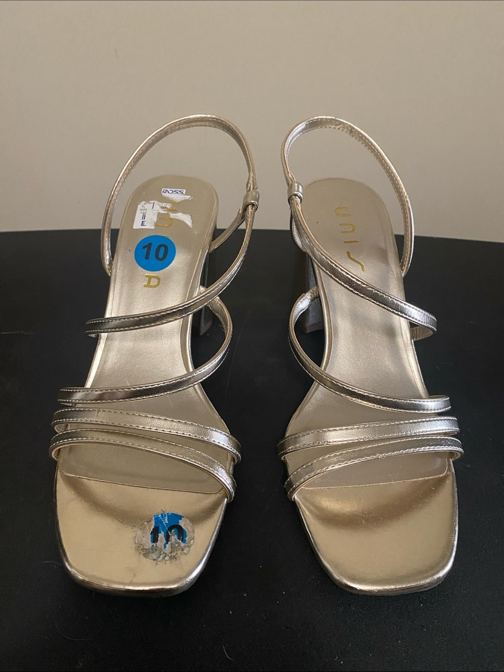Unisa Metallic Gold Multi-Strap Slingback Heels